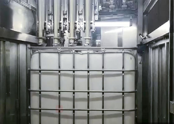 Four Nozzles IBC Automatic Liquid Pallet Filling Machine With Driven Conveyor
