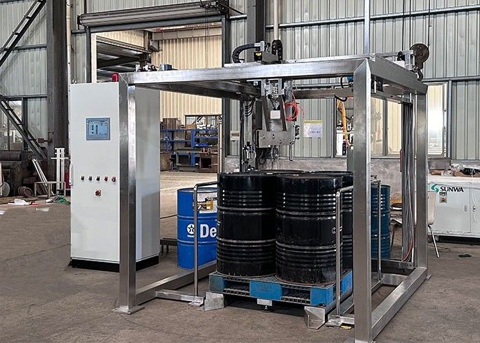 200L/IBC Visual Positioning Fully Automatic Liquid Pallet Filling Machine With Cognex Camera And U Type Scale