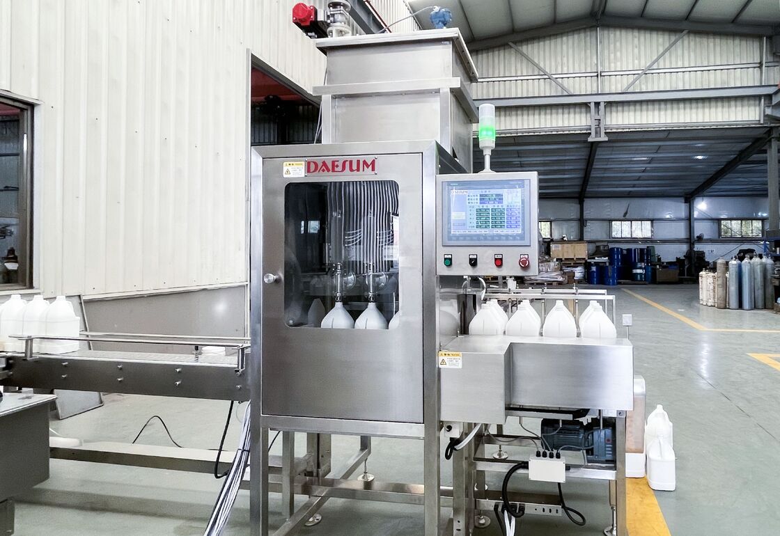 1L-4L Jerrycan Pail Can Tin Fully Automatic 4 Nozzles Chemical Liquid Adhesive Acrylic Resin Ex-proof Filling Machine